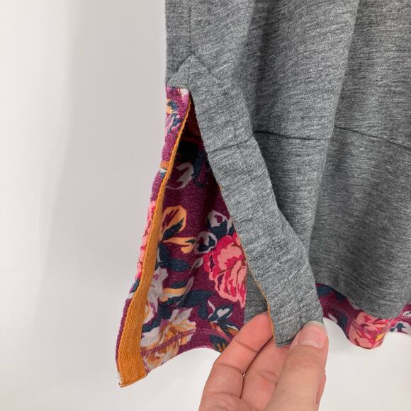 Matilda Jane Gray Wine Red Floral Carpool Lane Lightweight Short Sleeve Hoodie - Picture 5 of 8